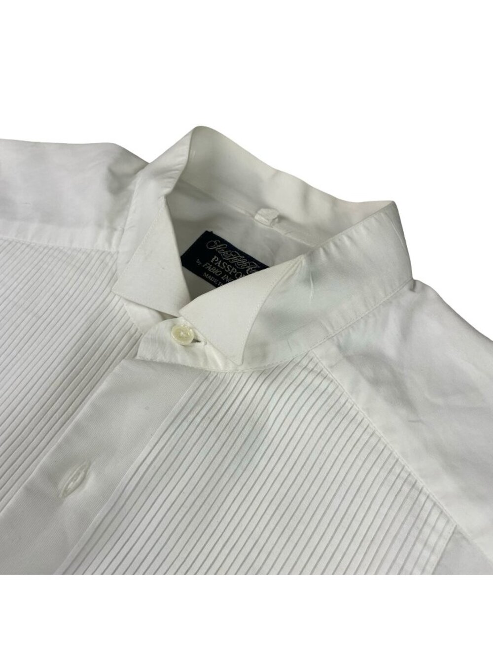 VTG Saks Fifth Avenue Men's Passport Tuxedo Dress Shirt White • Italy • Large